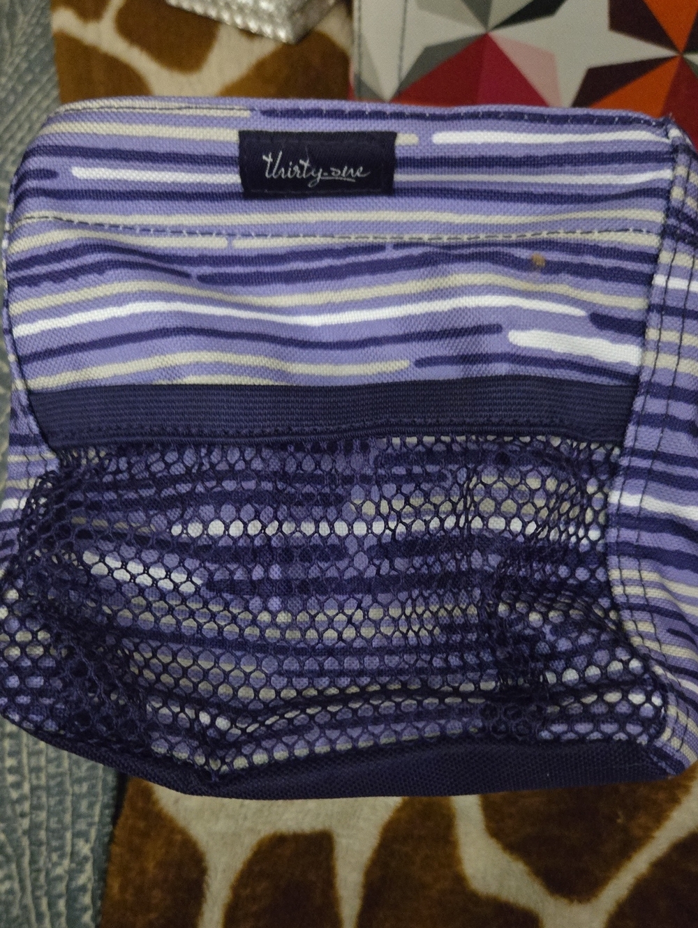 thirty-one Purple Striped Little Storage Tote